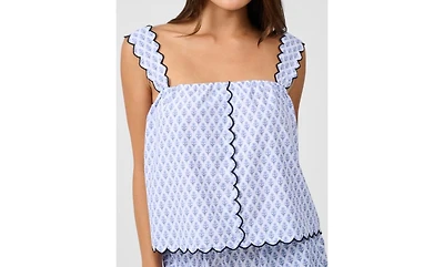 WeWoreWhat Women's Scallop Button Front Tank Top