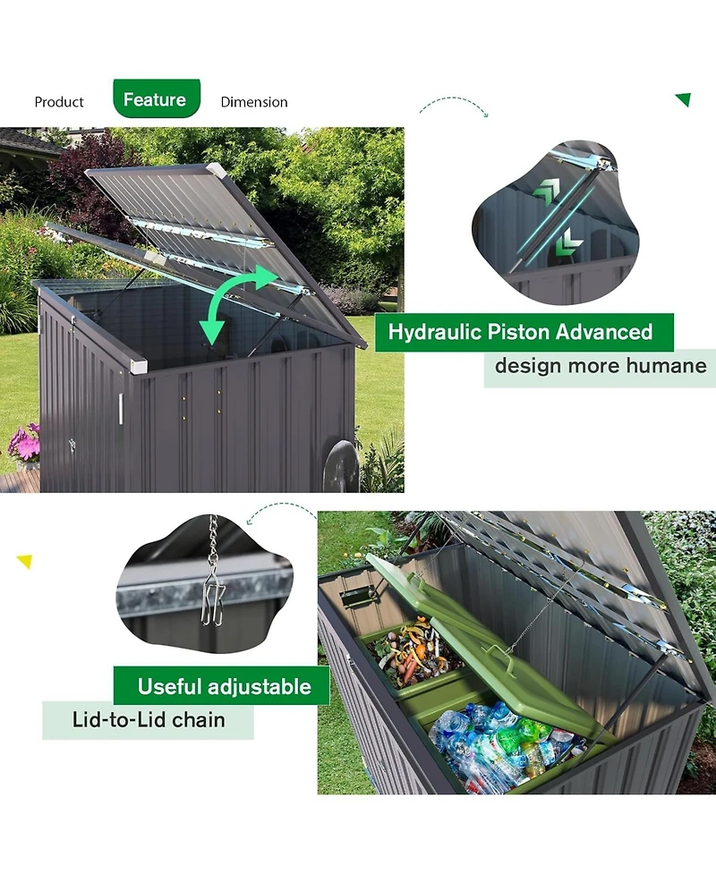 Aecojoy 46 Cu.Ft Outdoor Trash Can Storage Shed