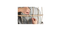 Flynama 55 Inch Outdoor Rattan Egg Swing Chair with Light Gray Cushion