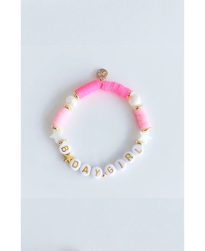 Bits & Bows Girls Birthday Beaded Bracelet in Pink
