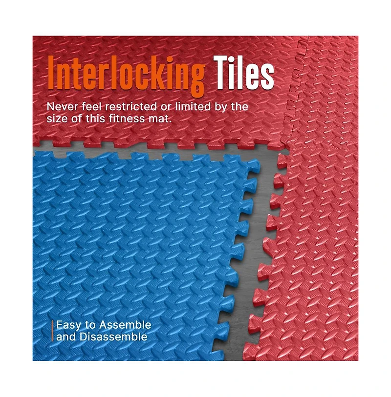 Thick Puzzle Exercise Mat 25 Pcs Eva Foam Interlocking Tiles Durable Non-Skid Flooring for Gym Workouts Red Blue