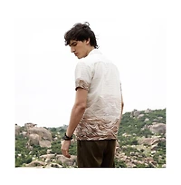 Campus Sutra Men's Ivory White & Tan Brown Desert Ombre Shirt