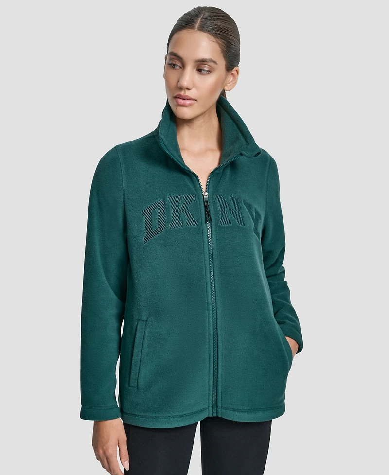 Dkny Women's Full-Zip Varsity Logo Top