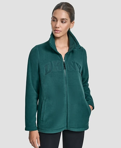 Dkny Women's Full-Zip Varsity Logo Top