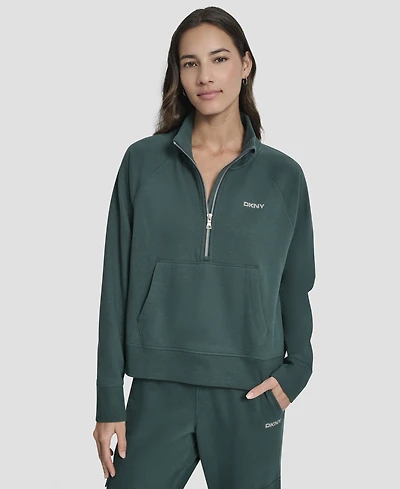 Dkny Sport Women's Studded-Logo Half-Zip Sweatshirt