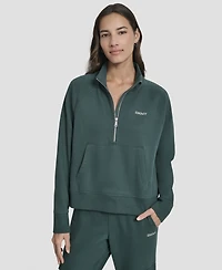 Dkny Sport Women's Studded-Logo Half-Zip Sweatshirt