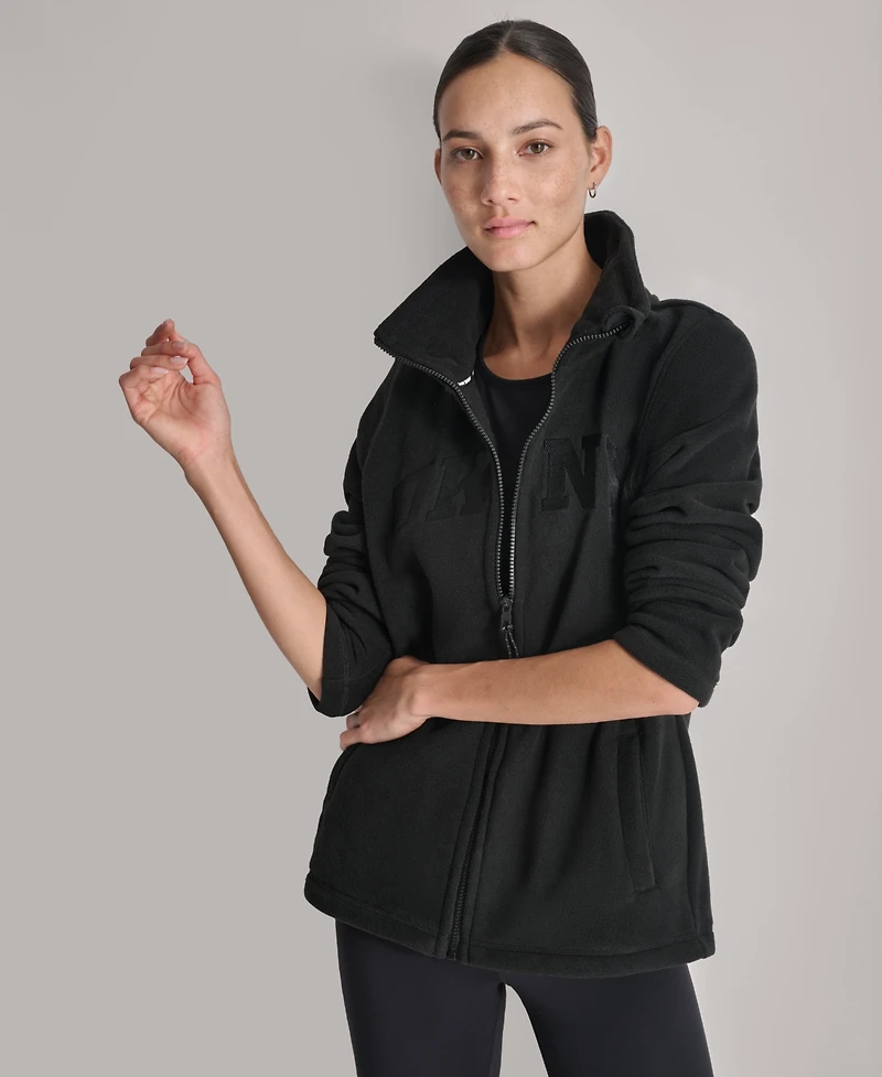 Dkny Women's Full-Zip Varsity Logo Top