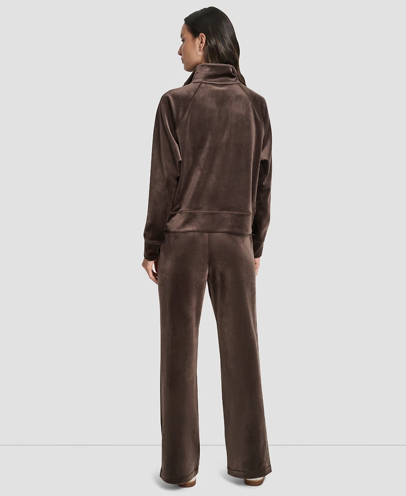 Dkny Women's Platinum Velour Embroidered Logo Sweatshirt