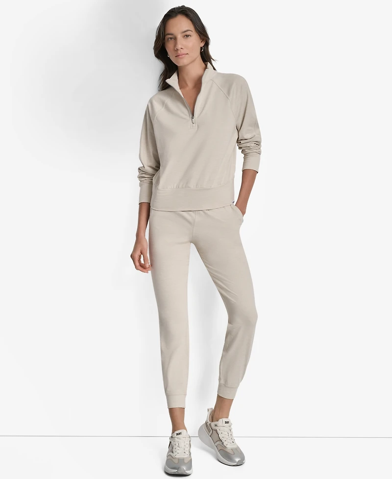 Dkny Sport Women's Space-Dyed Half-Zip Raglan-Sleeve Top