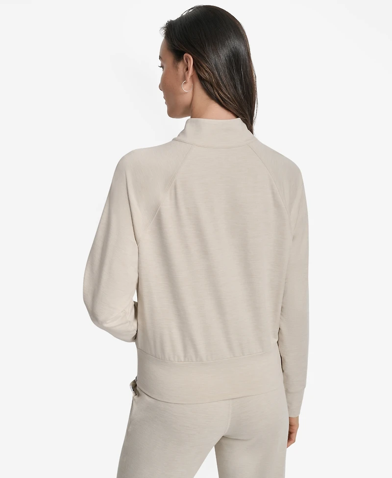 Dkny Sport Women's Space-Dyed Half-Zip Raglan-Sleeve Top