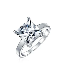 Bling Jewelry Sterling Silver 3CT Princess Cut Cubic Zirconia Solitaire Ring – Classic Promise Design