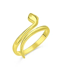 Bling Jewelry 14K Gold Plated Sterling Silver Snake Wrap Midi Ring – Thin Stackable Bypass Band