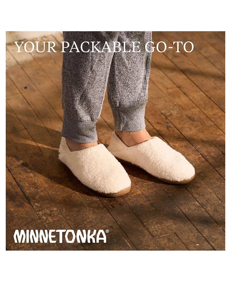 Minnetonka Women's Packaway Fabric Slipper Collabsible Heel