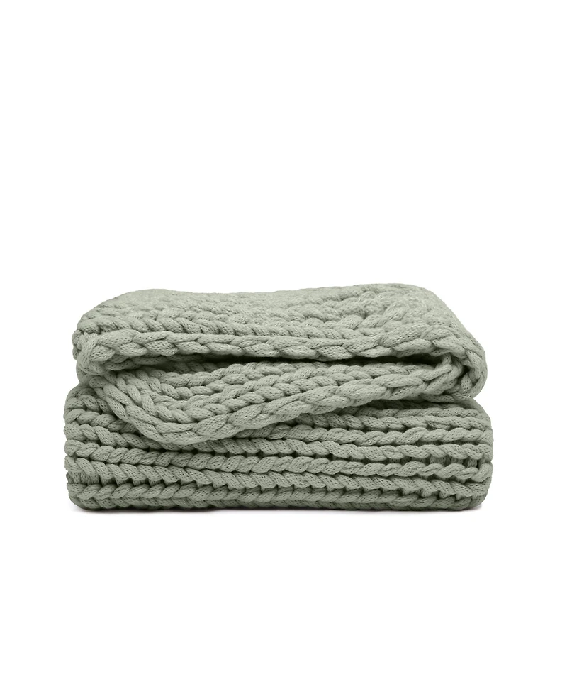 ienjoy Home Eucalyptus Oversized Chunky Hand-knit Throw, 59" x 47"