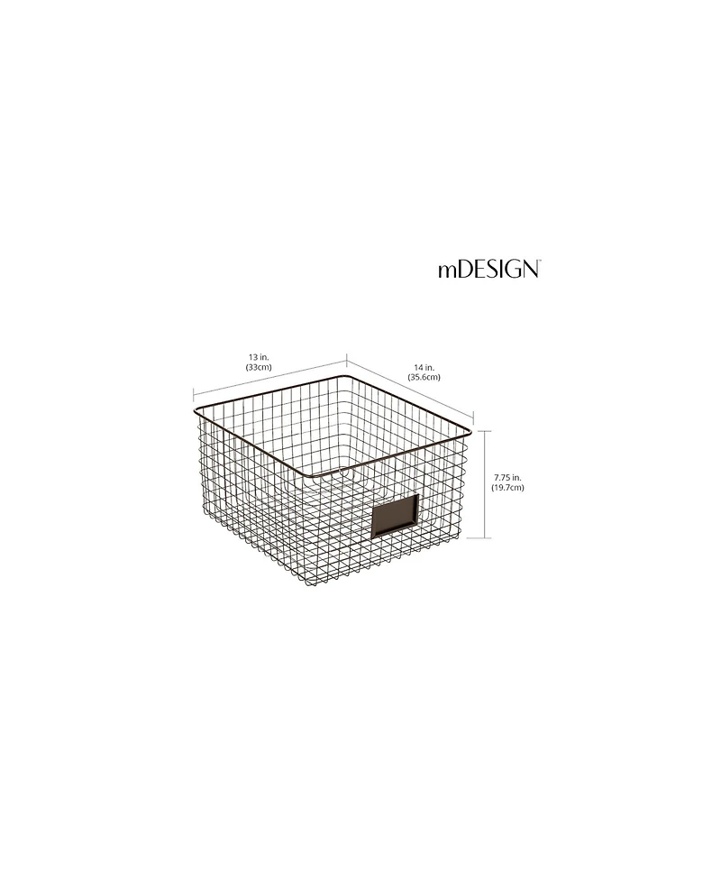 mDesign Bedroom Closet Storage Organizer Basket with Label Slot, 2 Pack, Bronze