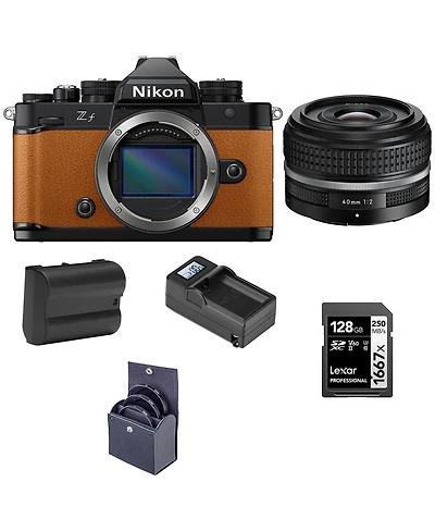Nikon Z f Mirrorless Camera, Orange with Nikkor Z 40mm f/2 Se Lens, Bundle with Battery, 128GB Memory Card and 52mm Filter Kit
