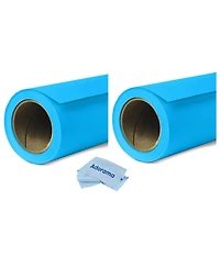 Savage 2 Pack Widetone Seamless Background Paper, 86" wide x 36' Blue Jay, #31 - With Microfiber Cleaning Cloth