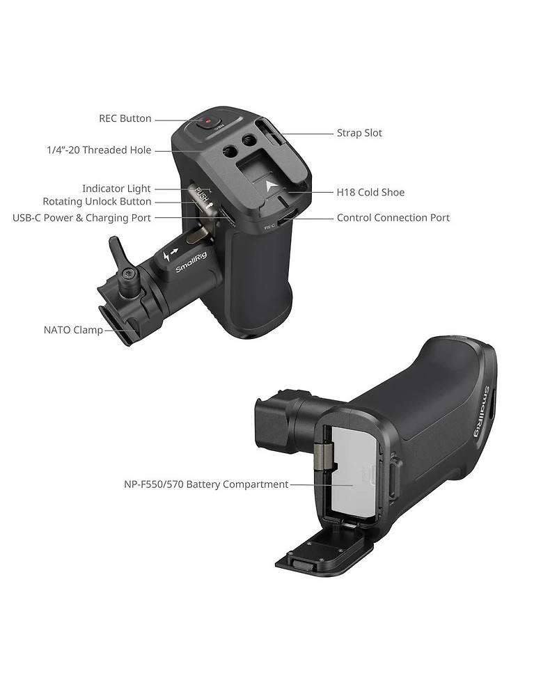SmallRig SmallRig Rotating Side Handle with Trigger Rec for Selected Canon / Blackmagic Design Cameras