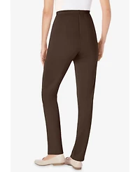 Woman Within Women's Knit Hassle-Free Pull-On Elastic-Waist Pants