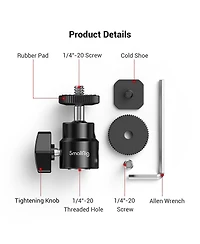 SmallRig 1/4" Camera Hot Shoe Mount with Additional 1/4" Screw, 2-Pack