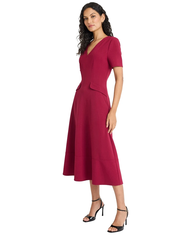 Maggy London Women's Short Sleeve V-Neck Dress
