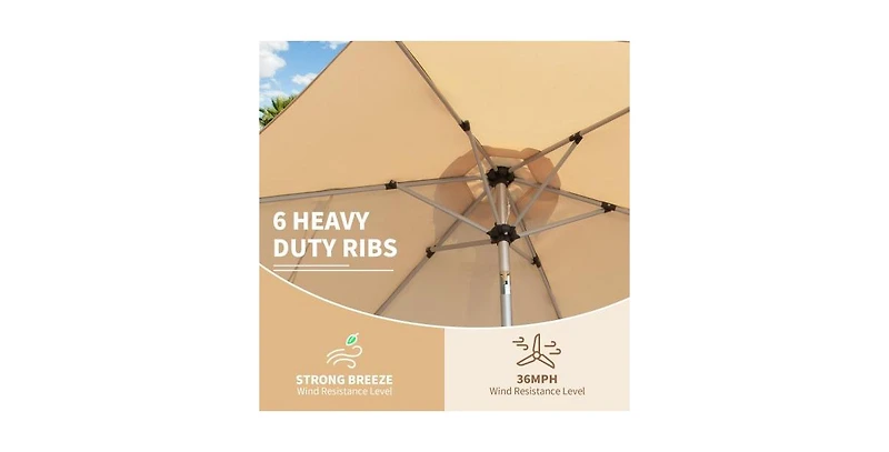 Flynama 7.5 Ft Beige Patio Umbrella with Tilt and Crank