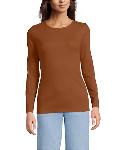 Lands' End Women's Long Sleeve Micro Rib T-Shirt