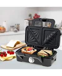 3 in 1 Waffle Iron Panini Press Grill and Sandwich Maker Set with Removable Non-Stick Plates & Portable Cool Touch Handle