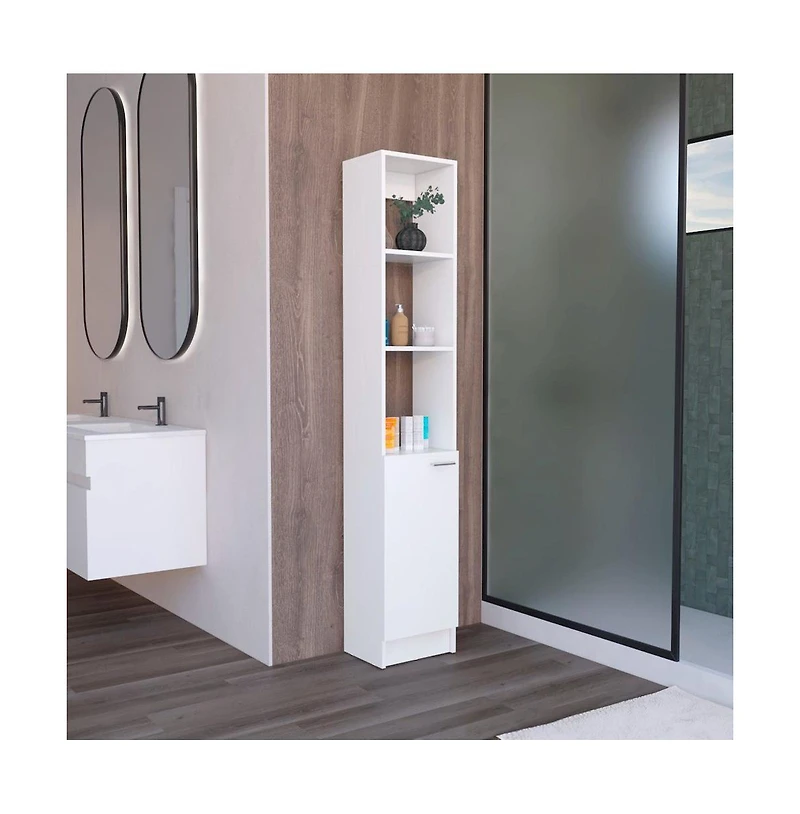 Tuhome Parks Linen Cabinet White Mdf