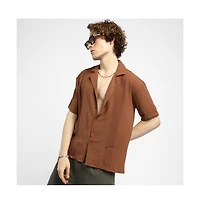 Campus Sutra Men's Panel-Pleat Oversized Shirt