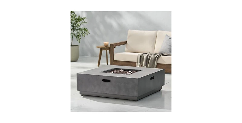 39 Inch Square Iron Propane Fire Pit with 50000 Btu Burner