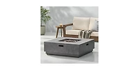 39 Inch Square Iron Propane Fire Pit with 50000 Btu Burner