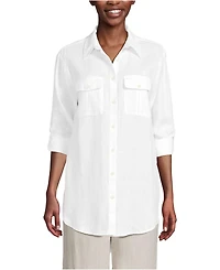 Lands' End Women's Linen Roll Sleeve Relaxed Tunic Top
