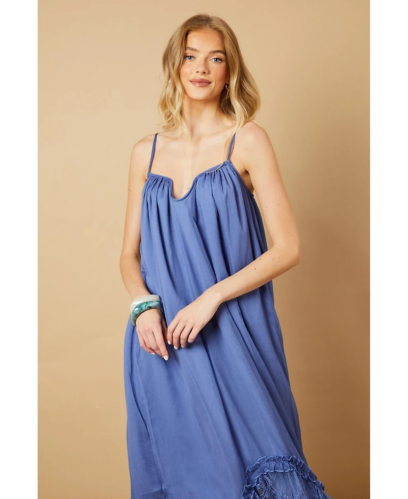 Oasis Babydoll Floaty Lace Detail Maxi Dress
