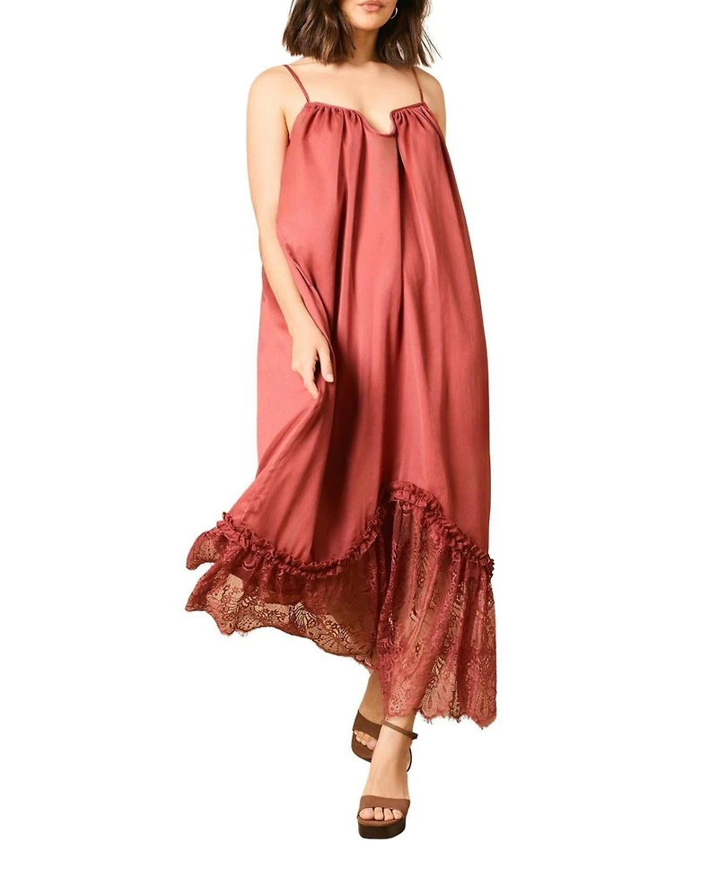 Oasis Babydoll Floaty Lace Detail Maxi Dress