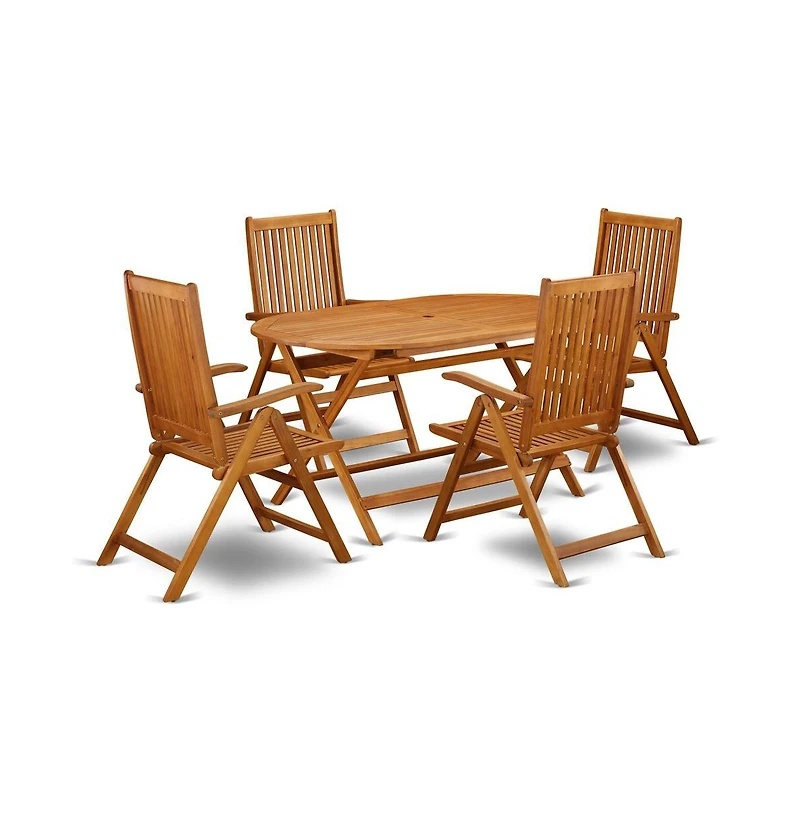 East West Furniture Wooden Patio Set Natural Oil