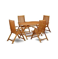 East West Furniture Wooden Patio Set Natural Oil