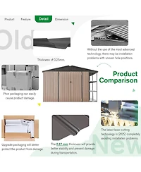 Aecojoy 10x8 Ft Storage Shed with Rack