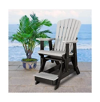 American Furniture Classics Fan Back Balcony Glider Made in the Usa- Light Gray, Black