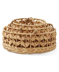 Casafield 3-Tier Hanging Fruit Basket Set, Natural Water Hyacinth Storage Baskets for Produce, Herbs, Plants, Boho Kitchen Pantry Storage Organizer