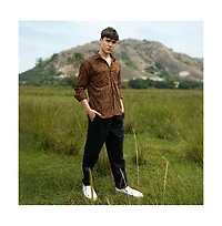 Campus Sutra Men's Faded Corduroy Oversized Shirt