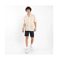 Campus Sutra Men's Tan Brown & Ivory White Faded Woven Oversized Shirt
