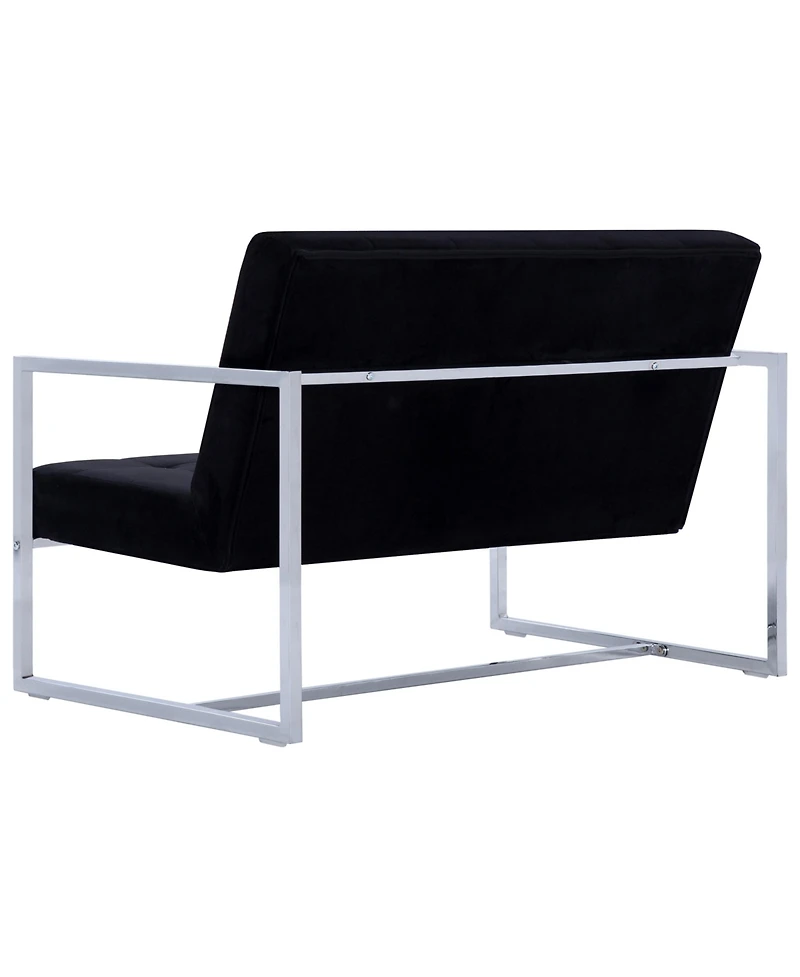 vidaXL 2-Seater Sofa with Armrests Black Chrome and Velvet