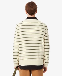 Lacoste Men's Striped 3D Crewneck Sweater