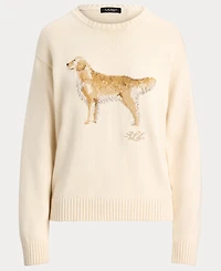 Lauren Ralph Women's Intarsia-Knit Golden Retriever Sweater