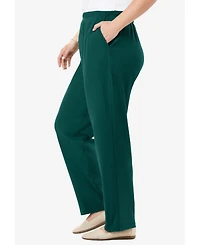 Woman Within Women's 7-Day Knit Ribbed Straight-Leg Pull-On Pants
