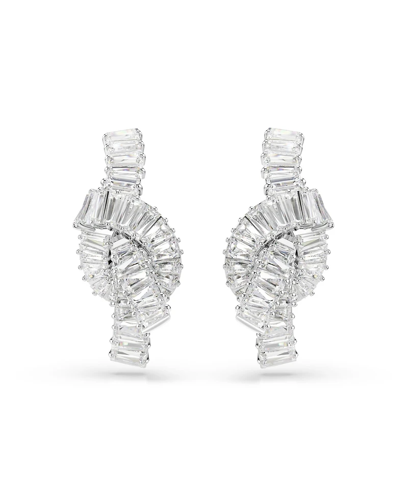 Swarovski Matrix Rhodium Plated Baguette Cut Earrings