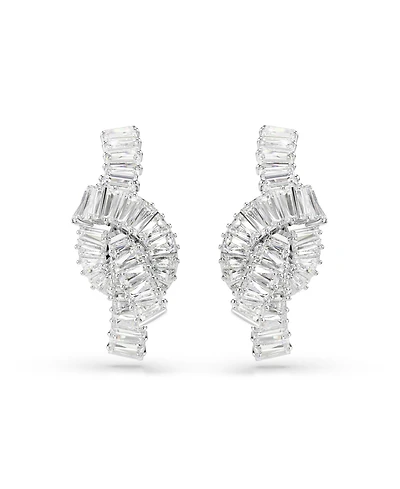 Swarovski Matrix Rhodium Plated Baguette Cut Earrings
