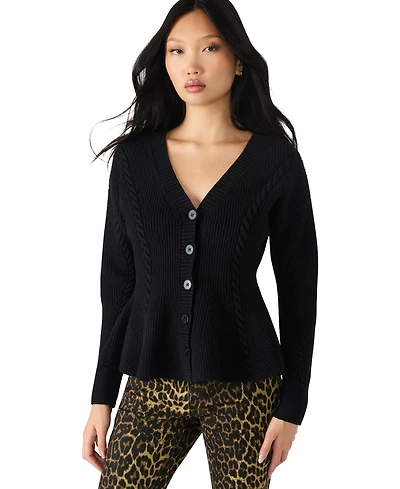 Steve Madden Women's Courtney V-Neck Peplum Sweater
