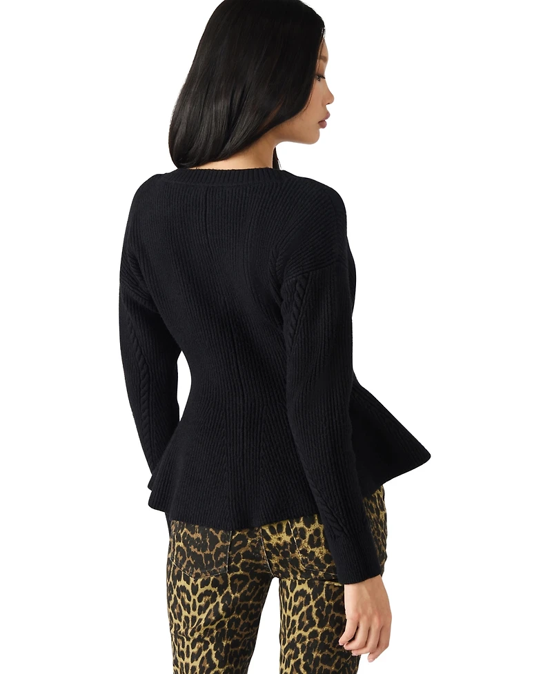 Steve Madden Women's Courtney V-Neck Peplum Sweater